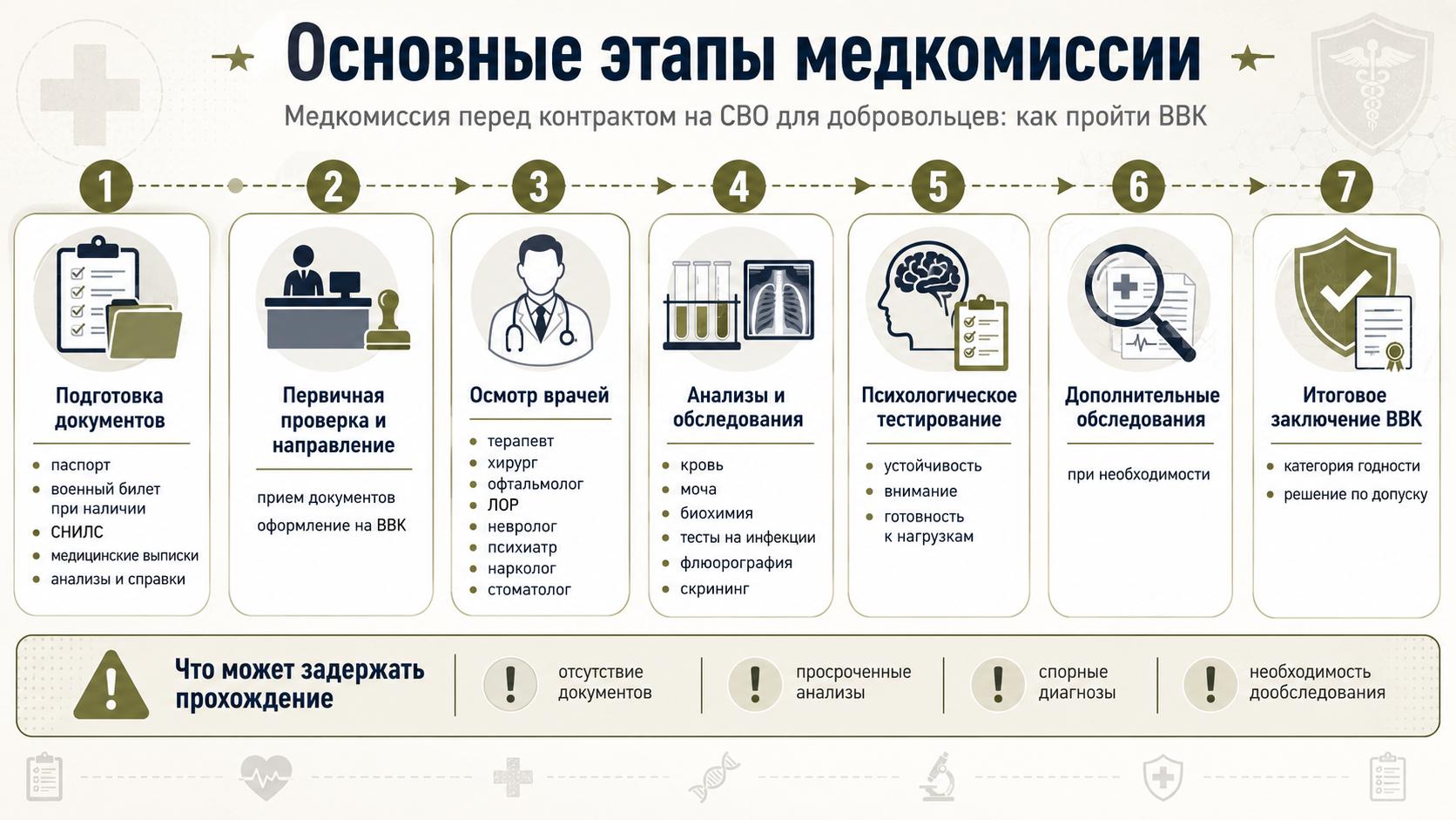 Основные этапы медкомиссии